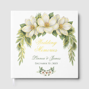 Livre D'or Elégant Magnolia Blanc Mariage Hiver Pine Tree