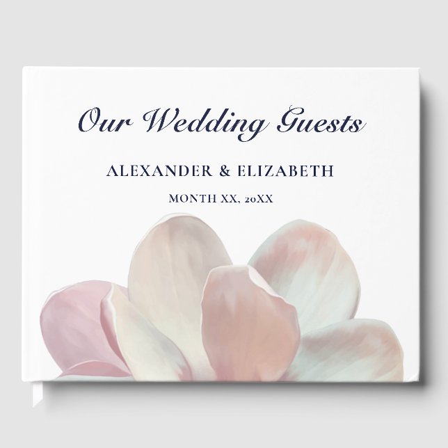 Livre D'or Elegant Magnolia Pink and White Wedding (Recto)