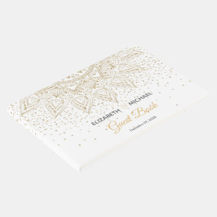 Livre D'or Elégant Mandala Confetti Design Or