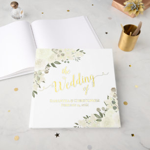 Livre D'or Élégant Mariage à huile d'ivoire blanc Boho Floral