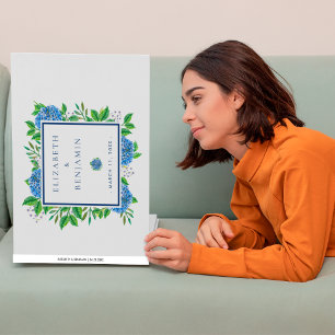 Livre D'or Élégant mariage aquarelle aux hortensias bleus