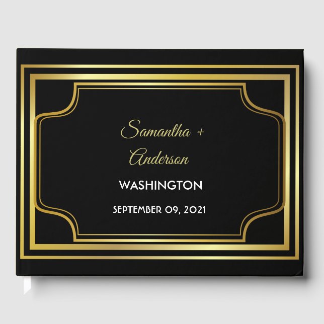 Livre D'or Élégant Mariage Black Gold (Recto)