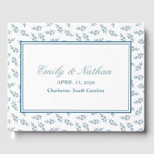 Livre D'or Elégant mariage bleu Motif de jardin personnalisé