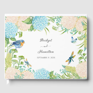 Livre D'or Élégant Mariage Blue Hydrangea
