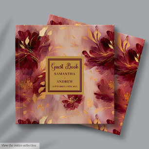 Livre D'or Élégant Mariage Boho Burgundy Blush Gold Boho