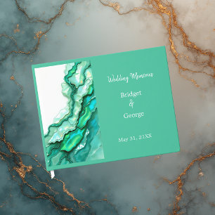 Livre D'or Elégant Mariage couleur marbre Turquoise Emerald