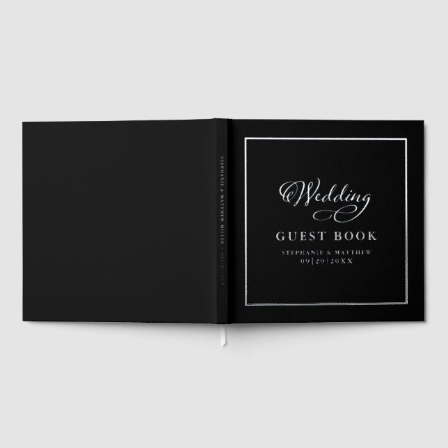 Livre D'or Élégant Mariage de calligraphie argentée Black Kee (Complet)