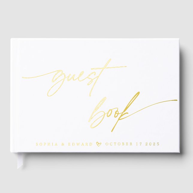Livre D'or Élégant Mariage de calligraphie chic (Recto)