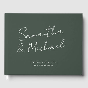 Livre D'or Élégant Mariage de calligraphie de script vert fon