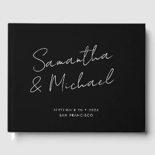 Livre D'or Élégant Mariage de calligraphie noir blanc