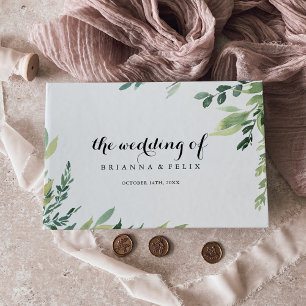 Livre D'or Élégant Mariage de calligraphie Tropical Green Fol