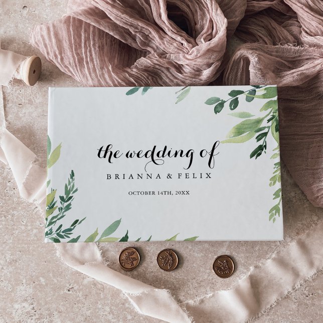 Livre D'or Élégant Mariage de calligraphie Tropical Green Fol (Créateur téléchargé)