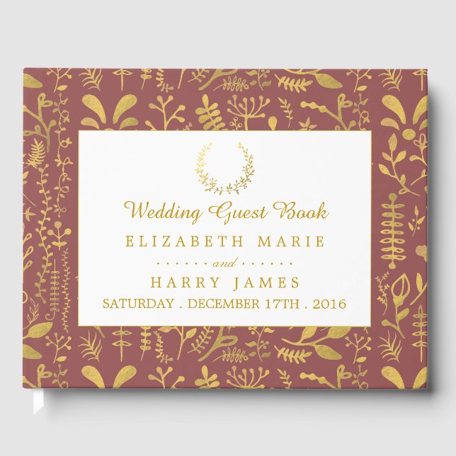 Livre D'or Élégant Mariage de couronne dorée (Recto)