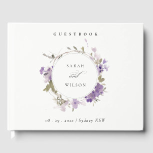 Livre D'or Élégant Mariage de germe de prairie rustique Lilac