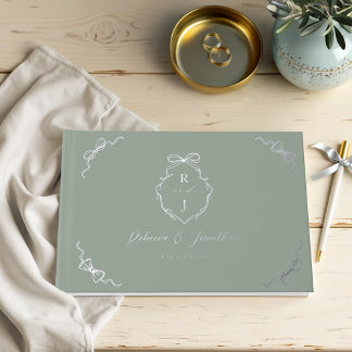 Livre D'or Élégant Mariage de monogramme à main et à ruban