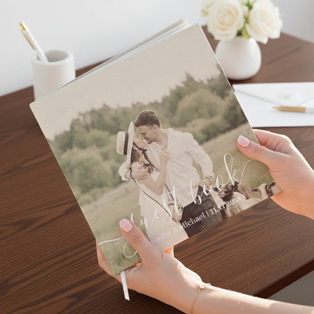 Livre D'or élégant mariage de script chic photo (Créateur téléchargé)