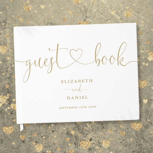 Livre D'or Élégant Mariage de script de script or moderne (Elegant Modern Gold Script Script Wedding Guest Book)