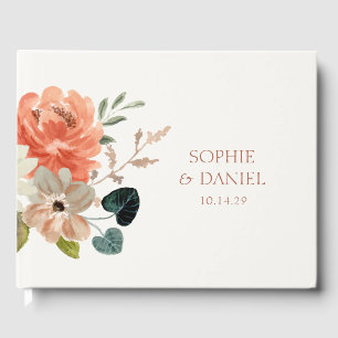 Livre D'or Élégant Mariage d'initiaux en deux aquarelles flor