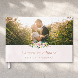Livre D'or Élégant mariage floral aquarelle rose