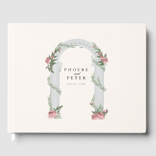 Livre D'or Élégant Mariage Floral Colonne Jardin Mariage (Recto)