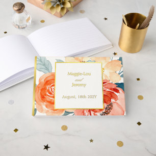 Livre D'or Élégant Mariage Floral Gold Blush