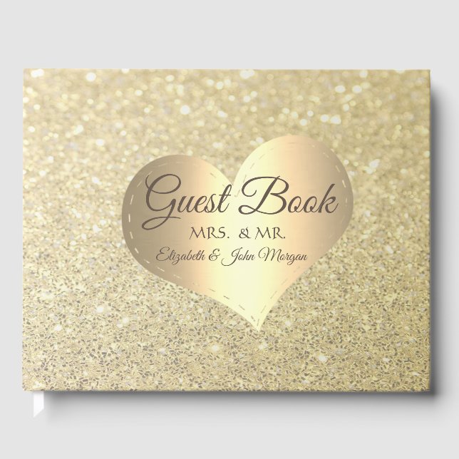 Livre D'or Elégant mariage Gold Heart Parties scintillant Bok (Recto)