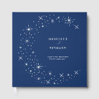 Élégant Mariage Lunaire Bleu Nuit Monogramme Céles