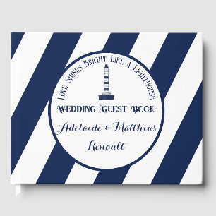Livre D'or Élégant Mariage Nautique trié - Bleu Marine, Blanc