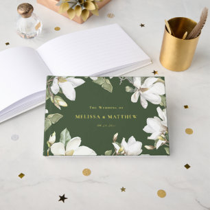 Livre D'or Élégant Mariage oriental blanc Magnolia