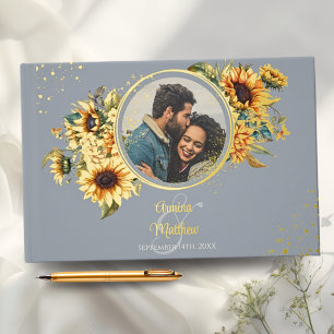 Livre D'or Élégant Mariage photo Dusty Blue Sunflower