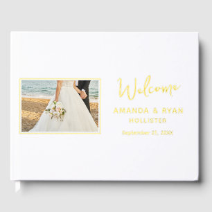 Livre D'or Elégant mariage photo Gold Foil Bienvenue