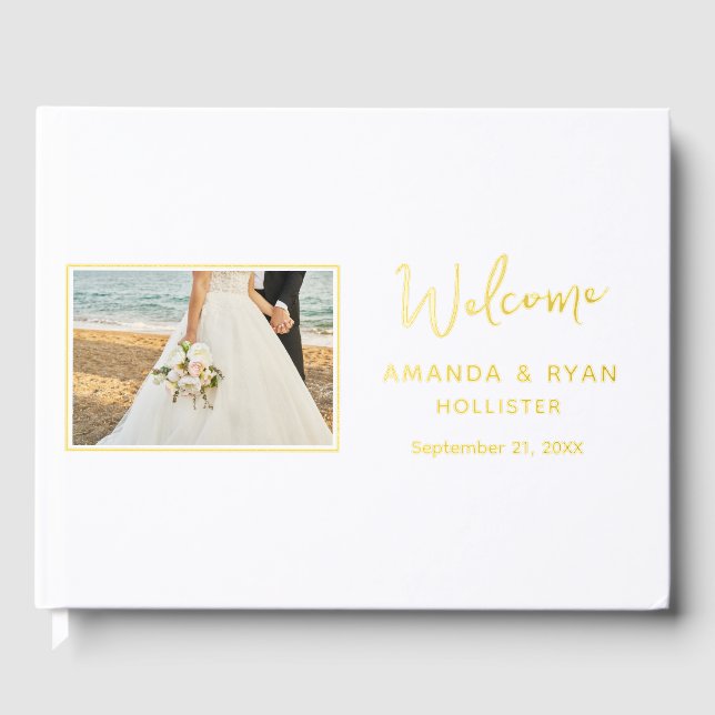 Livre D'or Elégant mariage photo Gold Foil Bienvenue (Recto)