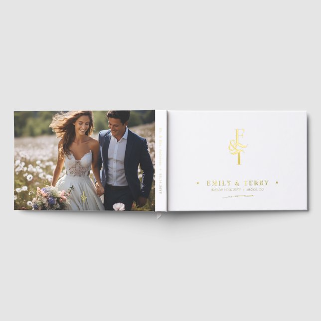 Livre D'or Elégant Mariage photo personnalisé Monogram Gold (Complet)