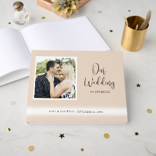 Livre D'or Élégant Mariage Photo Tan Écriture