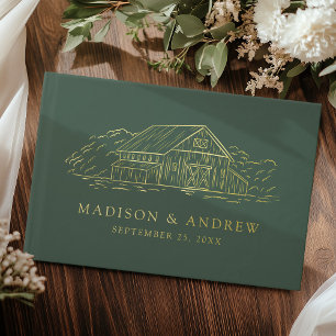 Livre D'or Élégant Mariage Photographique de Grange Rustique