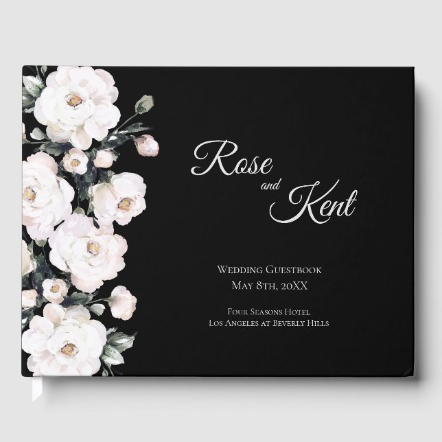 Livre D'or Élégant Mariage Rose noir blanc (Recto)