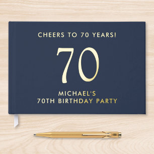Livre D'or Elégant Mens Blue 70e fête d'anniversaire
