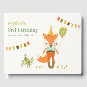 Livre D'or Élégant mignon Woodland Fun Party Fox Anniversaire