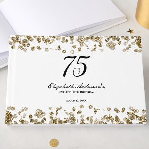 Livre D'or Elégant Minimaliste Anniversaire 75 Ans Noir et Or