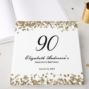 Livre D'or Elégant Minimaliste Anniversaire 90 Ans Noir et Or