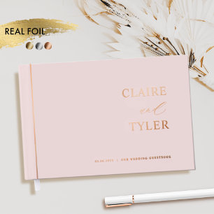 Livre D'or Élégant, minimaliste huile réelle et Mariage rose