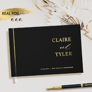 Livre D'or Élégant, minimaliste Mariage noir à huile réelle