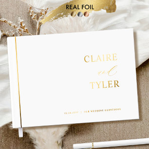 Livre D'or Élégant, minimaliste, véritable mariage à feuille