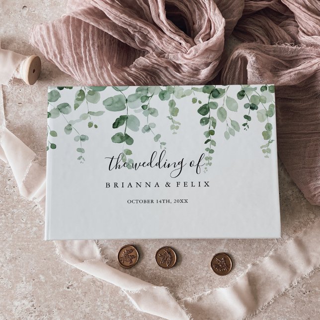 Livre D'or Élégant minimaliste vert Eucalyptus Mariage (Créateur téléchargé)