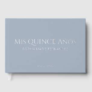 Livre D'or Elégant moderne Dusty Blue Photo Quinceañera