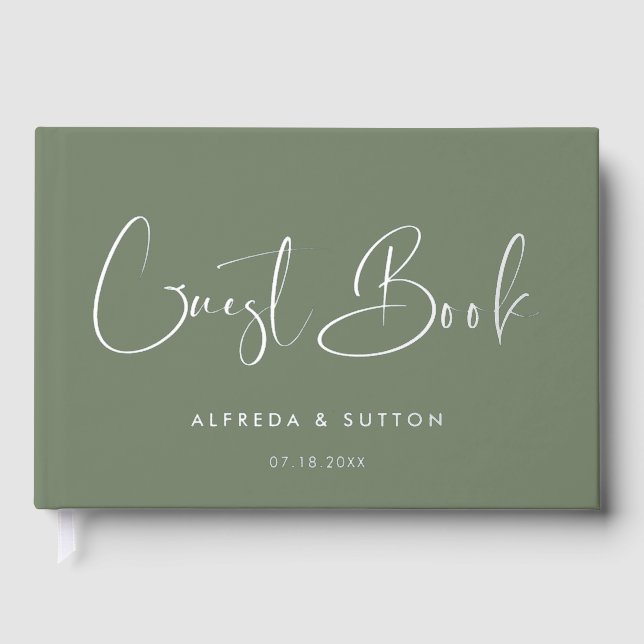 Livre D'or Élégant & moderne mariage de papier foncé & argent (Recto)