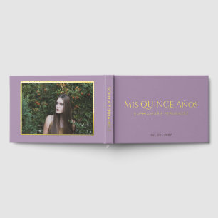 Livre D'or Elégant moderne violet or photo Quinceañera
