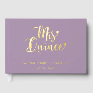 Livre D'or Elégant moderne violet or Quinceañera