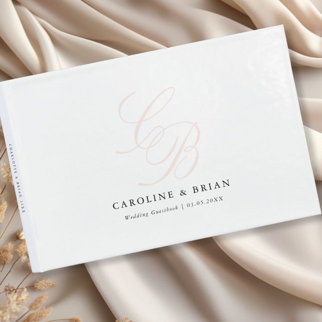 Livre D'or Élégant, Monogramme, Mariage (Elegant, Monogram, Wedding Guest Book with your name and date.)