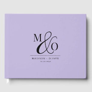 Livre D'or Élégant Monogramme Mariage Lavande